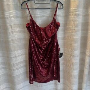 Lulu's Burgundy Sequin Mini Dress